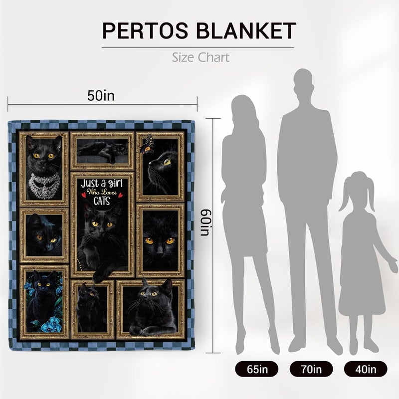 Levens Black Cat Blanket Gift for Girls Women, Just A Girl Who Loves Cats 50"x60" Soft Flannel Blankets for Cat Lovers Couch Sofa Bed, Kitty Black Cat Throw Blanket Birthday Gifts for Animal Lovers - Image 2